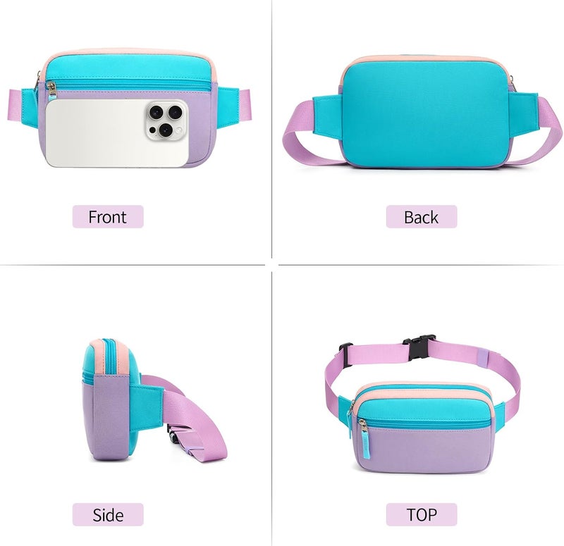 cotmcor Store Valentines Day Gifts for Kids: Fanny Pack Birthday Gift for 5 6 7 8 9 10 11 12 Year Old Teen Girls, Preppy Cute Trendy Stuff Colorblock Crossbody Bag Adjustable Belt Bags for Travel Outdoor - Image 3